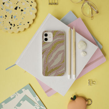 Pink Abstract Dots Biodegradable Phone Case, 5 of 7