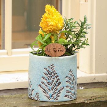 Personalised Crackle Fern Ceramic Garden Plant Pot, 3 of 7
