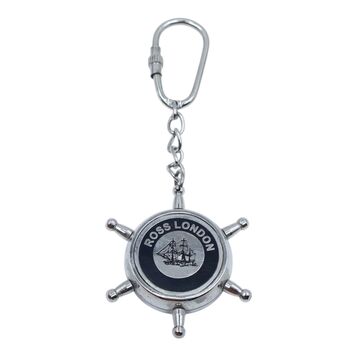 Chrome Ship Wheel Compass Keyring, 6 of 7