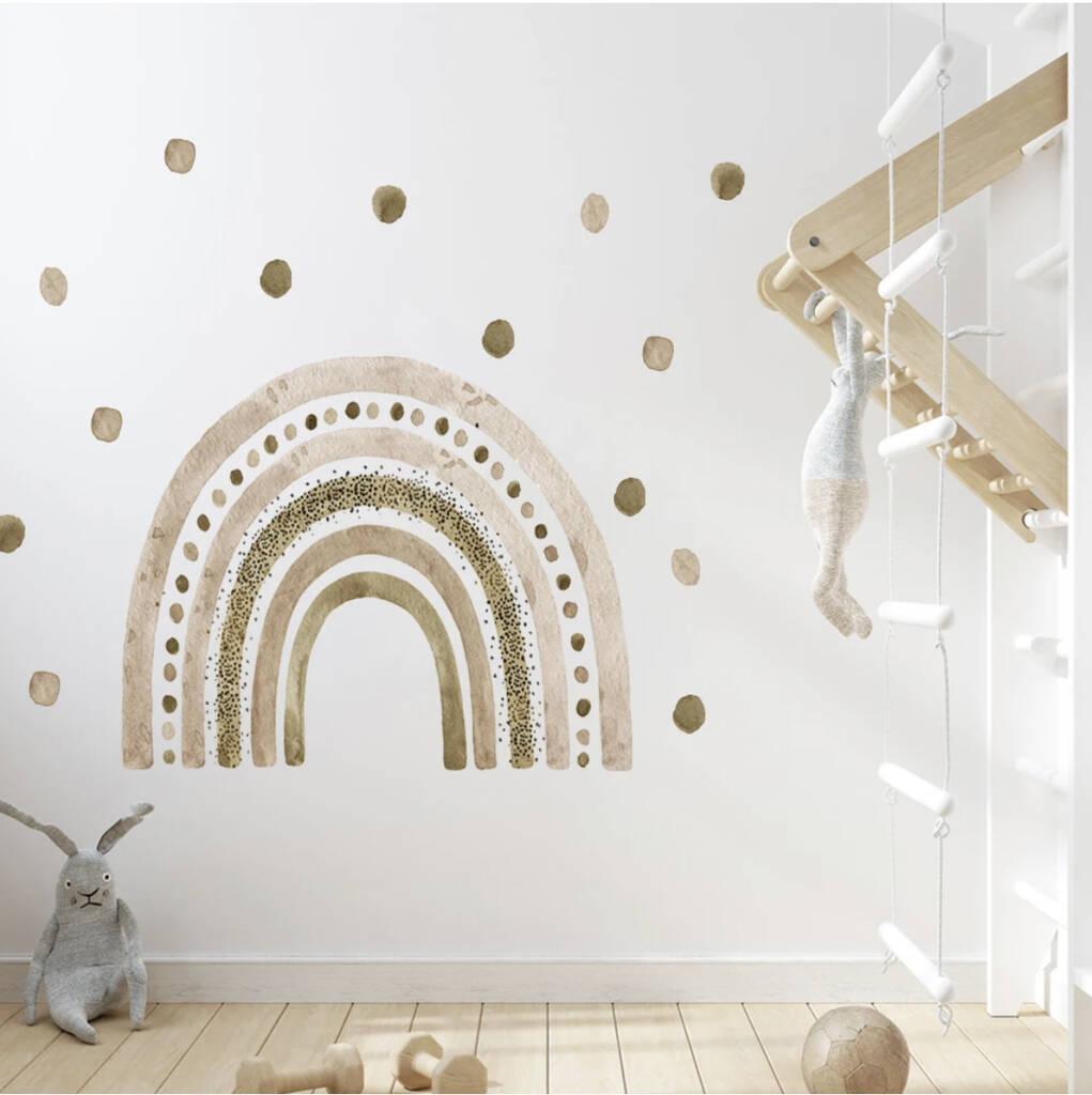 Kid’s Room Beige Rainbow And Spots Removable Wall Sticker, 1 of 4