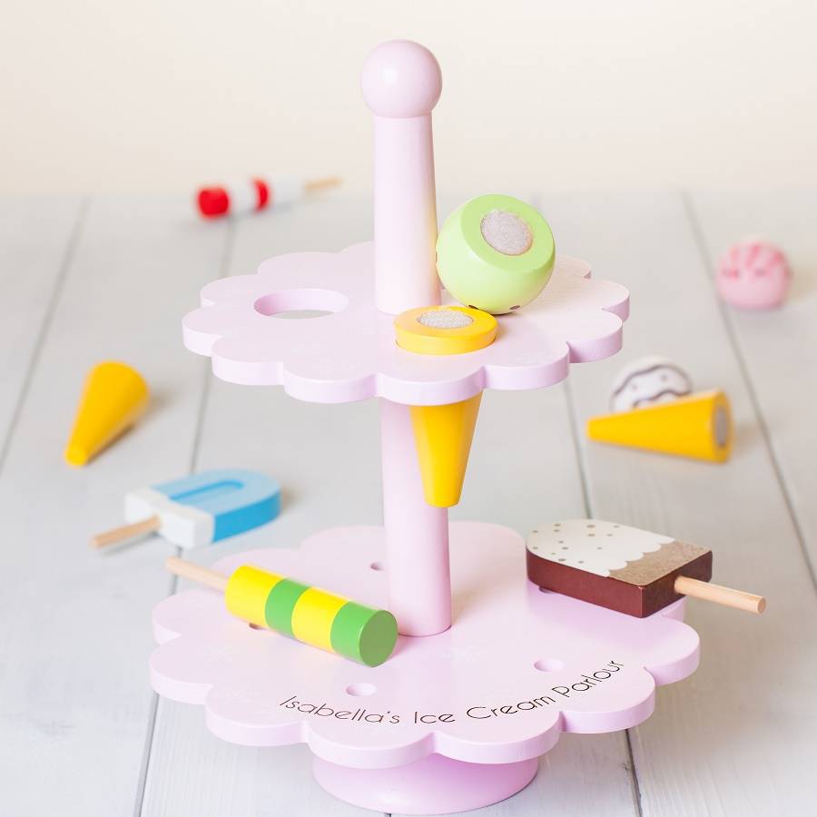 Childrens Personalised Wooden Ice Cream Toy Set By British and Bespoke