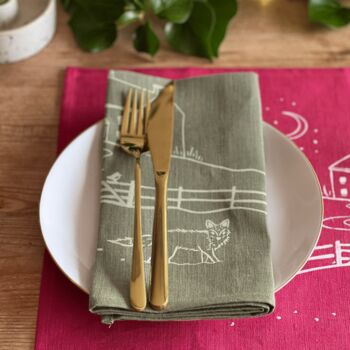 Winter Fox Linen Napkins Set Of Two, 7 of 7