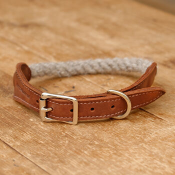 Natural British Wool Rope And Leather Dog Collar, 2 of 7