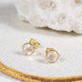 Savanne Gold Plated And Rose Quartz Stud Earrings, thumbnail 1 of 4