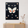 Blissful Butterfly Abstract Navy Orange Wall Art Print, thumbnail 1 of 6