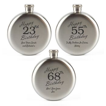 Personalised Happy Number Hip Flask For Birthday, 5 of 5