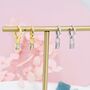 Sterling Silver Baguette Cz Huggie Hoop Earrings, thumbnail 2 of 10