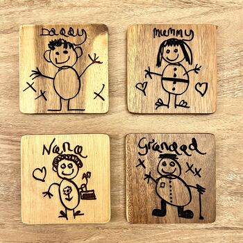 Engraved Coasters With Child's Drawing, 5 of 10