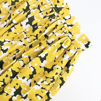 Yellow Floral Printed Cotton Midi Skirt, 2 of 7