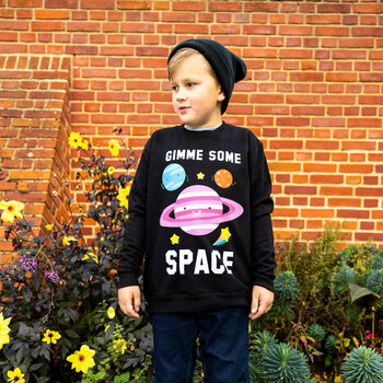 Gimme Some Space Boys' Slogan Sweatshirt, 4 of 4