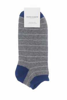 Thin Stripe Blue And Dash Grey Men's Trainer Socks Bundle, 6 of 6