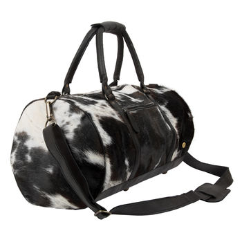 Black And White Pony Hair Leather Classic Duffle, 3 of 8