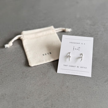 Friendship Knot Sterling Silver Bar Earrings, 2 of 8