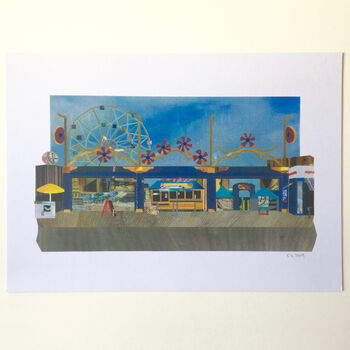 'Coney Island, New York' Recycled Paper Collage Print, 4 of 5