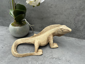 Hand Carved Wood Iguana Figurine 30cm Wood Animal Gift, 12 of 12