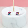 Pink Festival Confetti Acrylic Round Stud Earrings, thumbnail 2 of 4