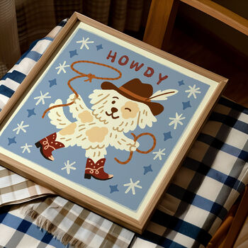 Howdy Cowboy Dog Print, Nursery Print, Kids Room, 3 of 11