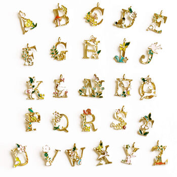 Enamelled Flora And Fauna Initial Charm Necklace, 8 of 11