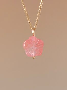Carved Botan Cherry Quartz Necklace, 7 of 9