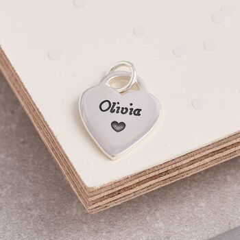 Heart Tag Personalised Silver Charm, 7 of 9