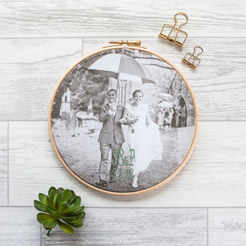 Bespoke Cotton Embroidered Photo Hoop, 3 of 5