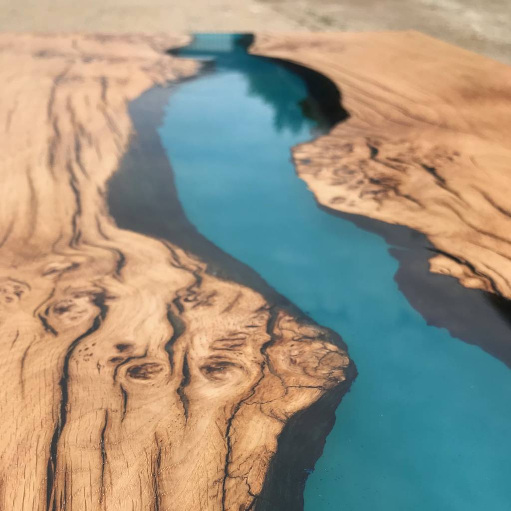 resin river coffee table by revive joinery