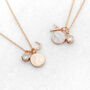 Rose Gold Initial Necklace With Pearl + Crystal Charms, thumbnail 8 of 8