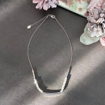 Grey Crystal Bead Curve Necklace, 2 of 3