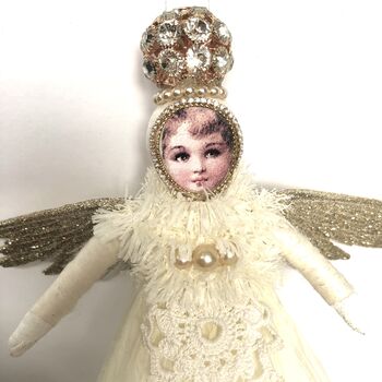 Christmas Angel Decoration Gold Winged Girl, 2 of 4