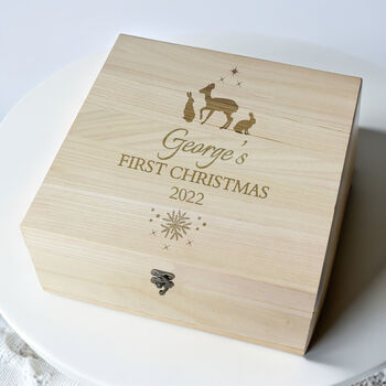 Personalised Christmas Large Wooden Keepsake Box, 2 of 5