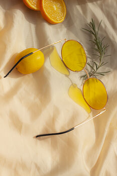 Yellow Oversized Round Circle Wire Frame Sunglasses, 2 of 3