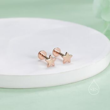 Tiny Star Internally Threaded Flat Back Earrings In Sterling Silver, 5 of 11