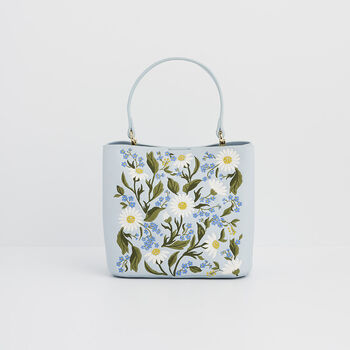 Emma Forget Me Not Blue Embroidered Bucket Bag, 2 of 8