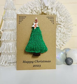 Personalised Knitted Tree Christmas Card Decoration, 2 of 3