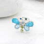 Aquamarine Apatite And Peridot Gemstone Butterfly Silver Ring, thumbnail 1 of 4