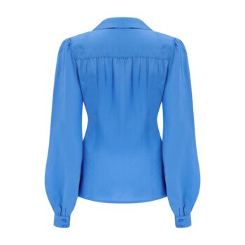 Poppy Blouse In Palace Blue Vintage 1940s Style, 2 of 3