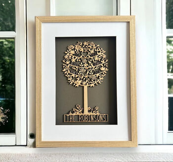 Personalised A4 Mdf Floral Family Tree Optional Style, Frame And Colours, 3 of 6