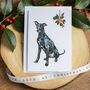 Black Greyhound Christmas Card, thumbnail 1 of 7