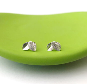 Well Done Exam Graduation Sterling Silver Mini Leaf Earrings, 9 of 12