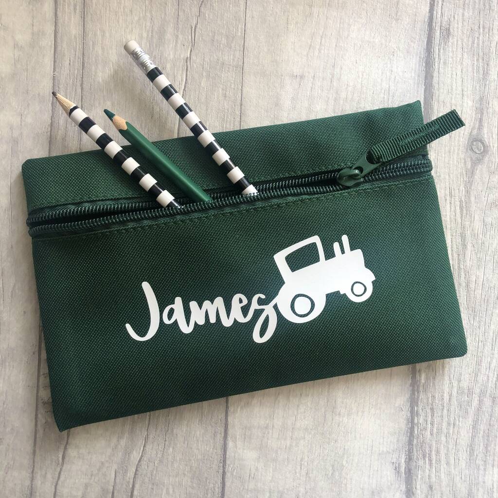 Personalised Child's Name Tractor School Pencil Case, 1 of 3