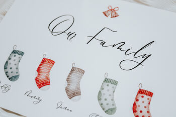 Personalised Christmas Family Stockings Print, 3 of 4
