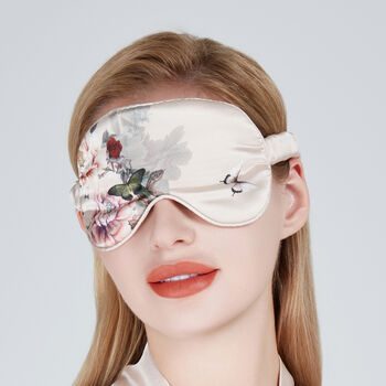 Silk Sleep Mask Eye Mask 100% Pure Soft Mulberry Silk Pink Floral Luxury Travel Gift Blackout Hypoallergenic, 2 of 6