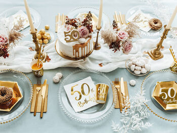 50th Birthday White And Gold Paper Napkins X 20, 3 of 3