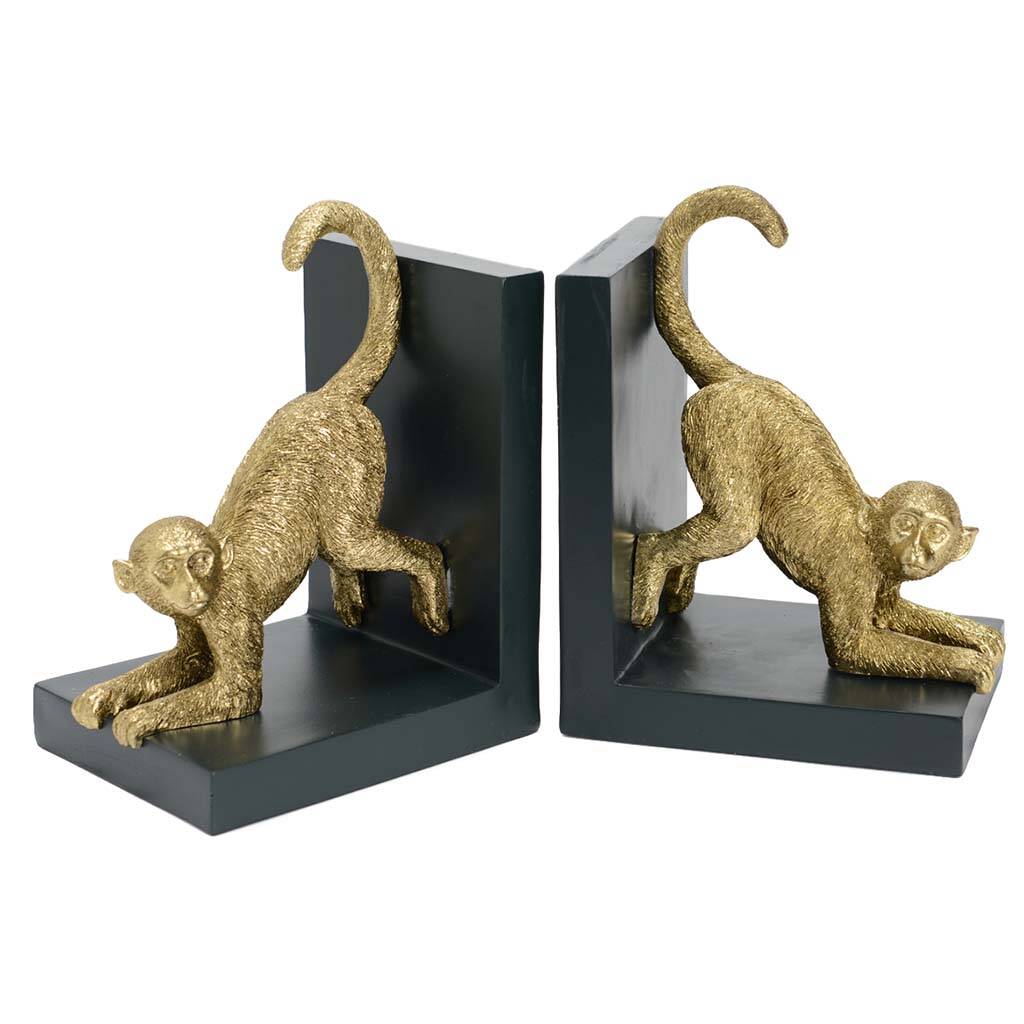 Luxury Golden Monkey Weighted Bookends By Dibor