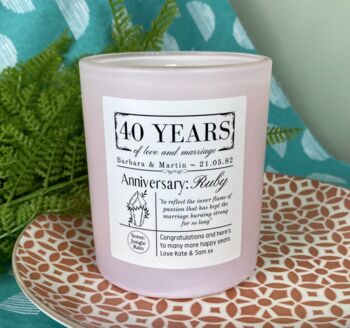 Personalised 40th Ruby Anniversary Meaning Candle, 6 of 11