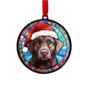 Labrador Chocolate In Santa Hat Suncatcher Decoration, thumbnail 5 of 6