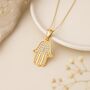 Personalised 9ct Gold Hamsa Pendant With Pavé Cz Stones, thumbnail 2 of 8