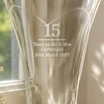 Wedding Anniversary Gift Engraved Crystal Glass Vase, 4 of 10