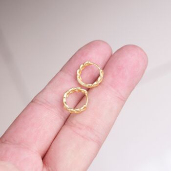 Gold Chain Hoops, Small Minimalistic Hoops, 2 of 7