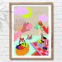 Cute Picnic Scene And Doughnut Print, thumbnail 1 of 3